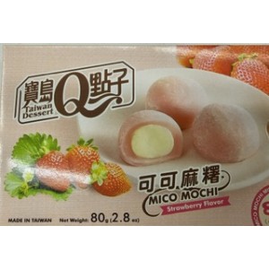 宝岛Q点子 可可麻薯草莓味  Q Mico Mochi Strawberry Flavor 80g