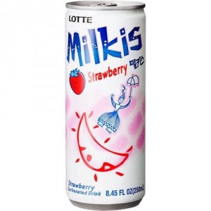 乐天牛奶苏打饮料草莓味 Milkis Soft Drink Strawberry Can 250 ML