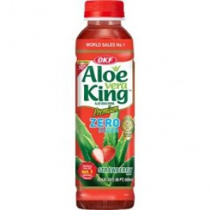 OKF 无糖芦荟果汁饮料 草莓味 OKF Aloe Vera Drink Strawberry Sugar-Free 500ml 