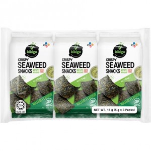 必品阁 脆海苔片零食 芥末味 BIBIGO Seaweed Snack Crispy Wasabi 3 X 5g