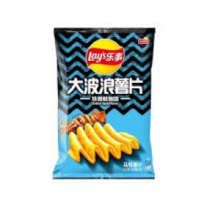 乐事大波浪薯片 铁板鱿鱼味 Lays Potato Chips Wave Grilled Squid 70g 