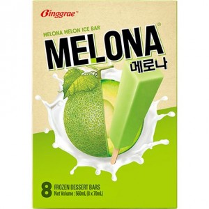 BINGGRAE 蜜瓜味棒冰 BINGGRAE Melona Ice Bar Melon 8 X 70 ml 